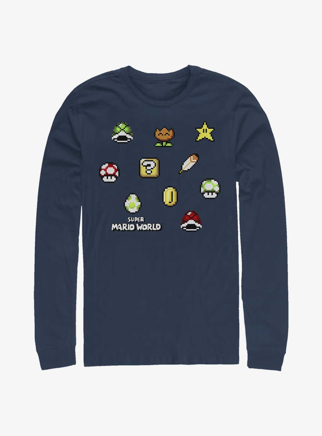 Super Mario Maker Items Scatter Long-Sleeve T-Shirt, , hi-res
