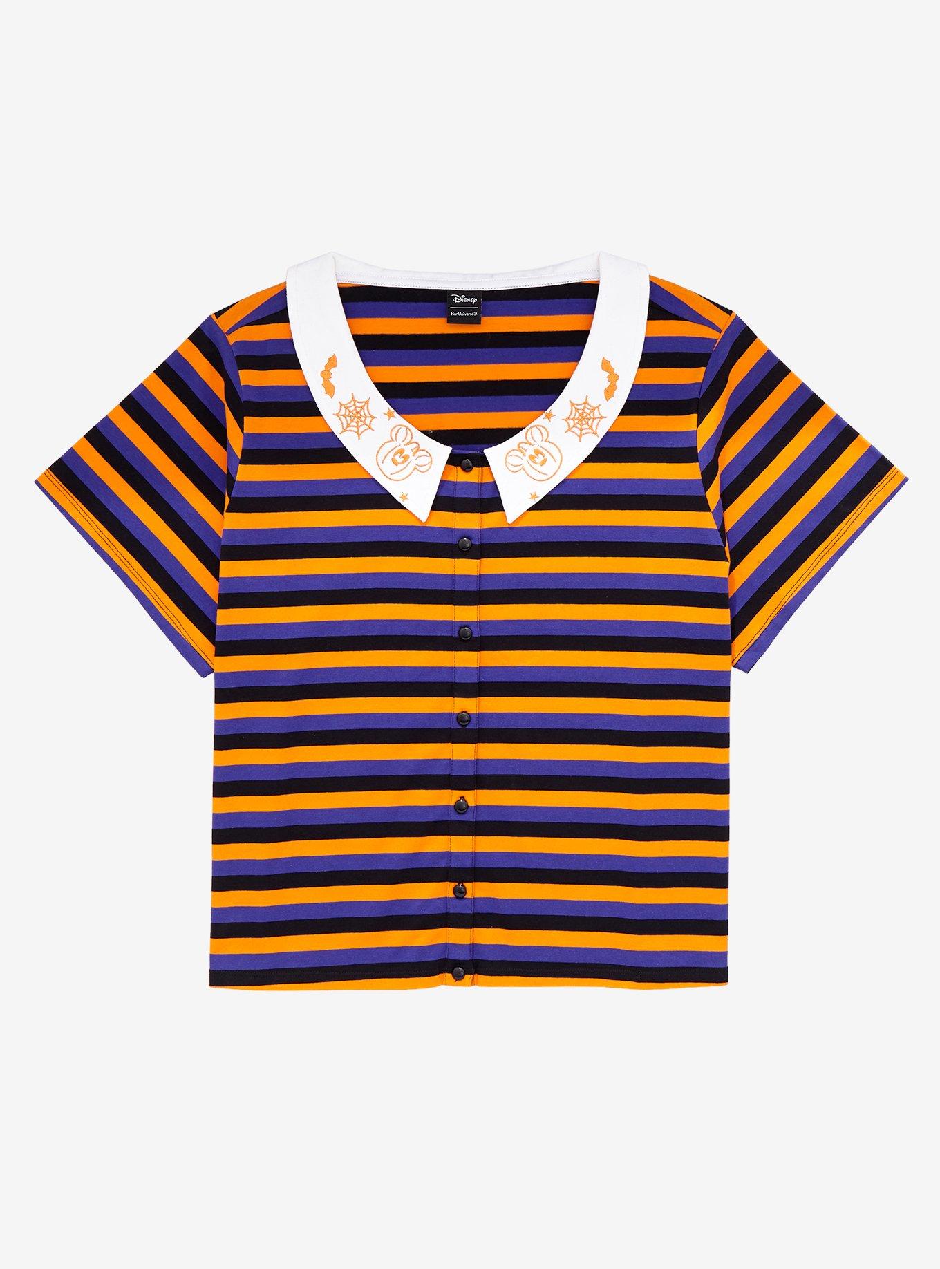 Disney Halloween Stripe Collar Crop Top Plus Size, MULTI, hi-res