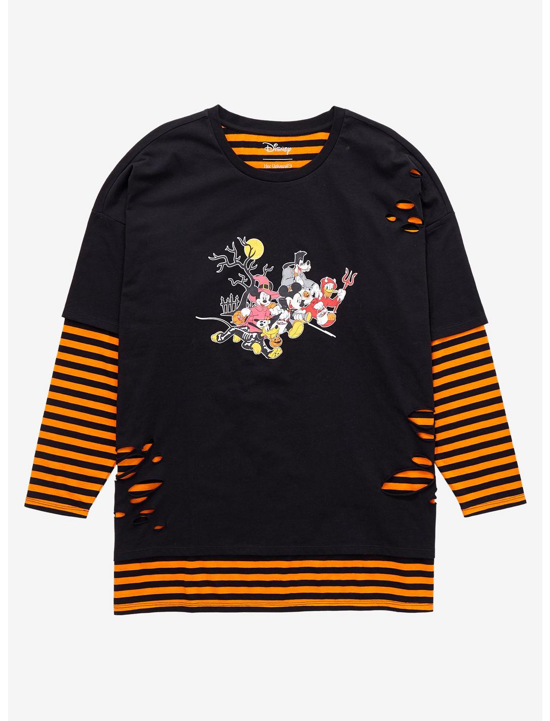 Disney Mickey Mouse & Friends Halloween Stripe Twofer Long-Sleeve T-Shirt Plus Size, MULTI, hi-res