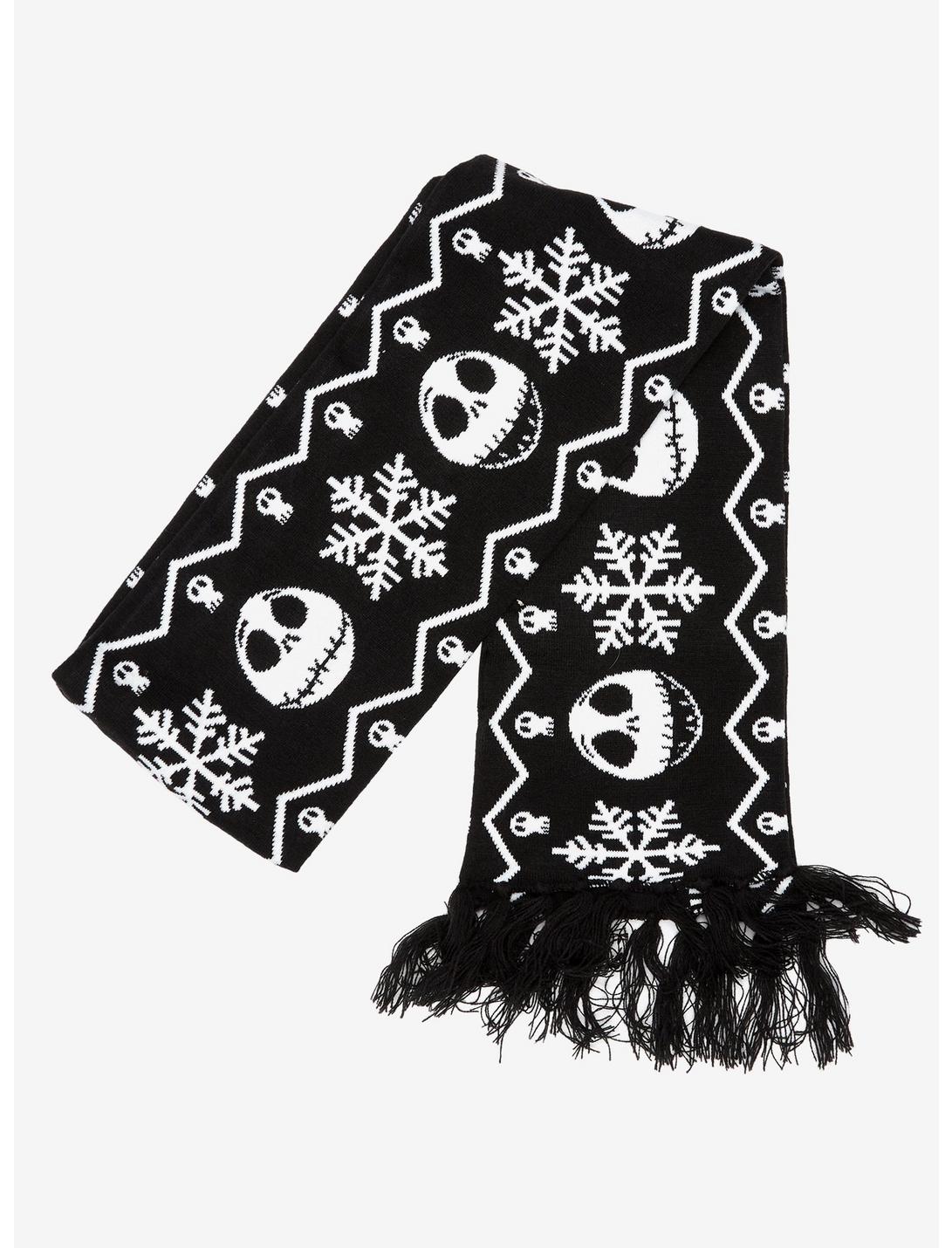 The Nightmare Before Christmas Jack Face Fair Isle Scarf, , hi-res