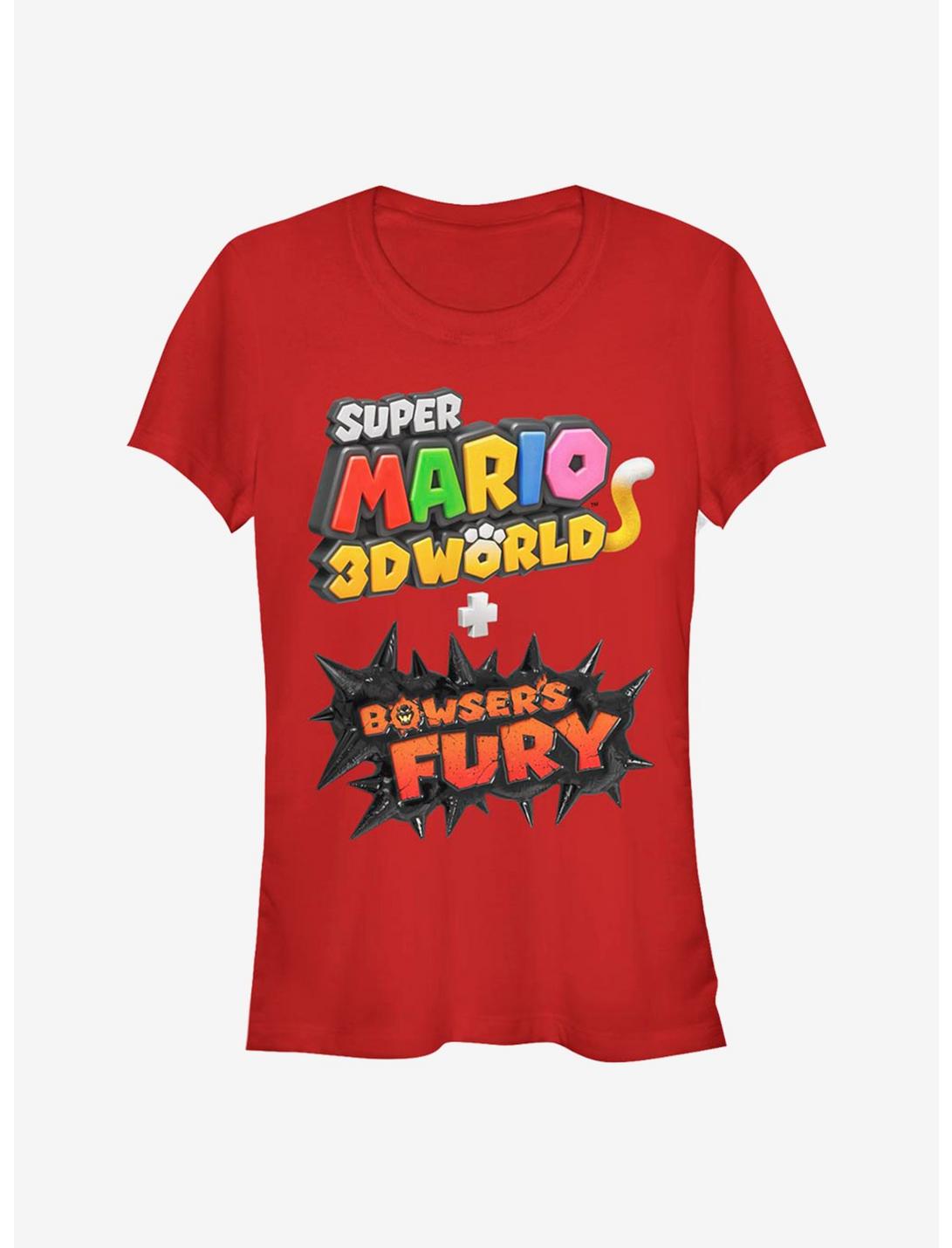 Super Mario 3D Bowsers Fury Logo Girls T-Shirt, RED, hi-res