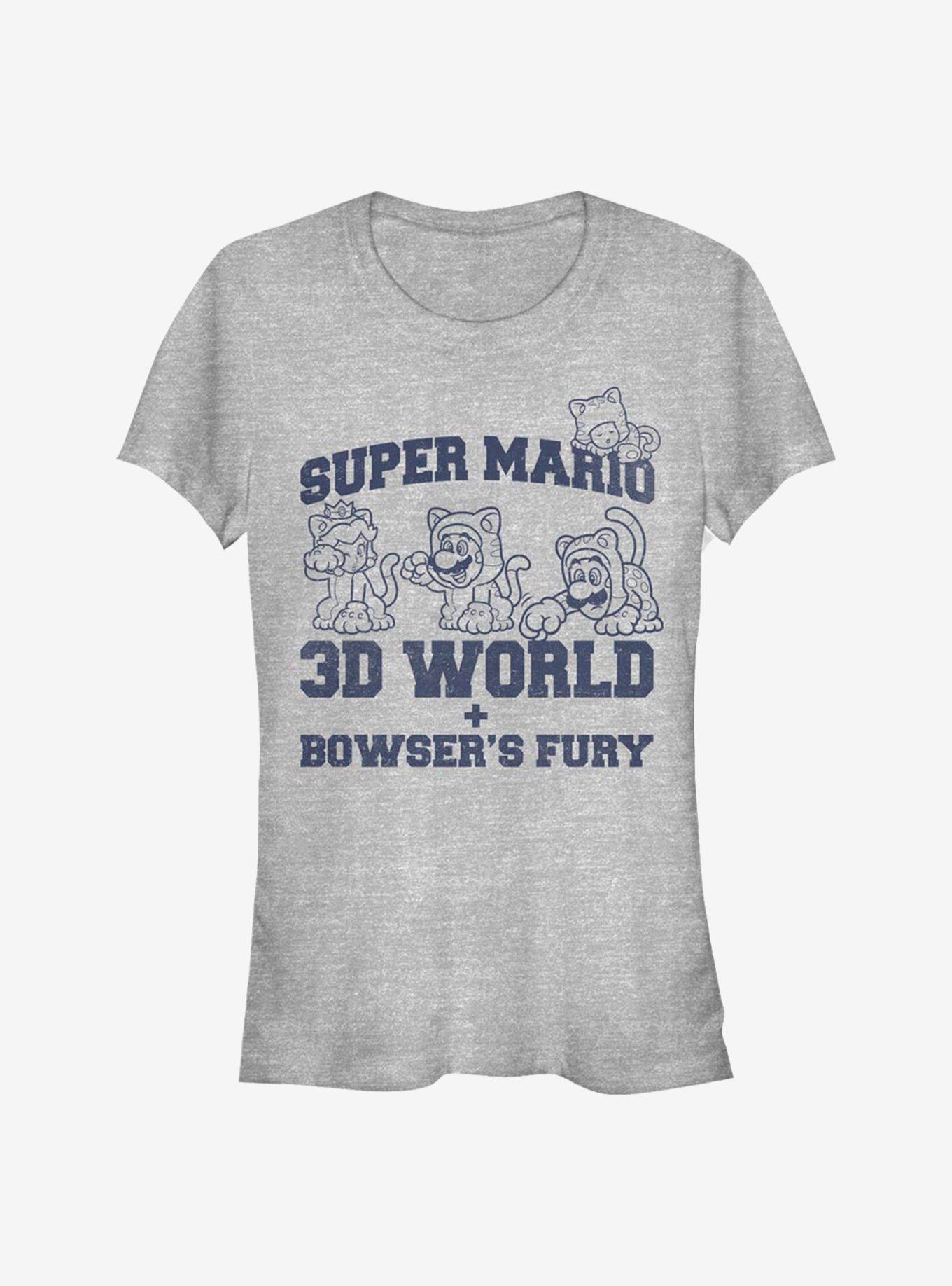 Super Mario 3D World Collegiate Girls T-Shirt, ATH HTR, hi-res