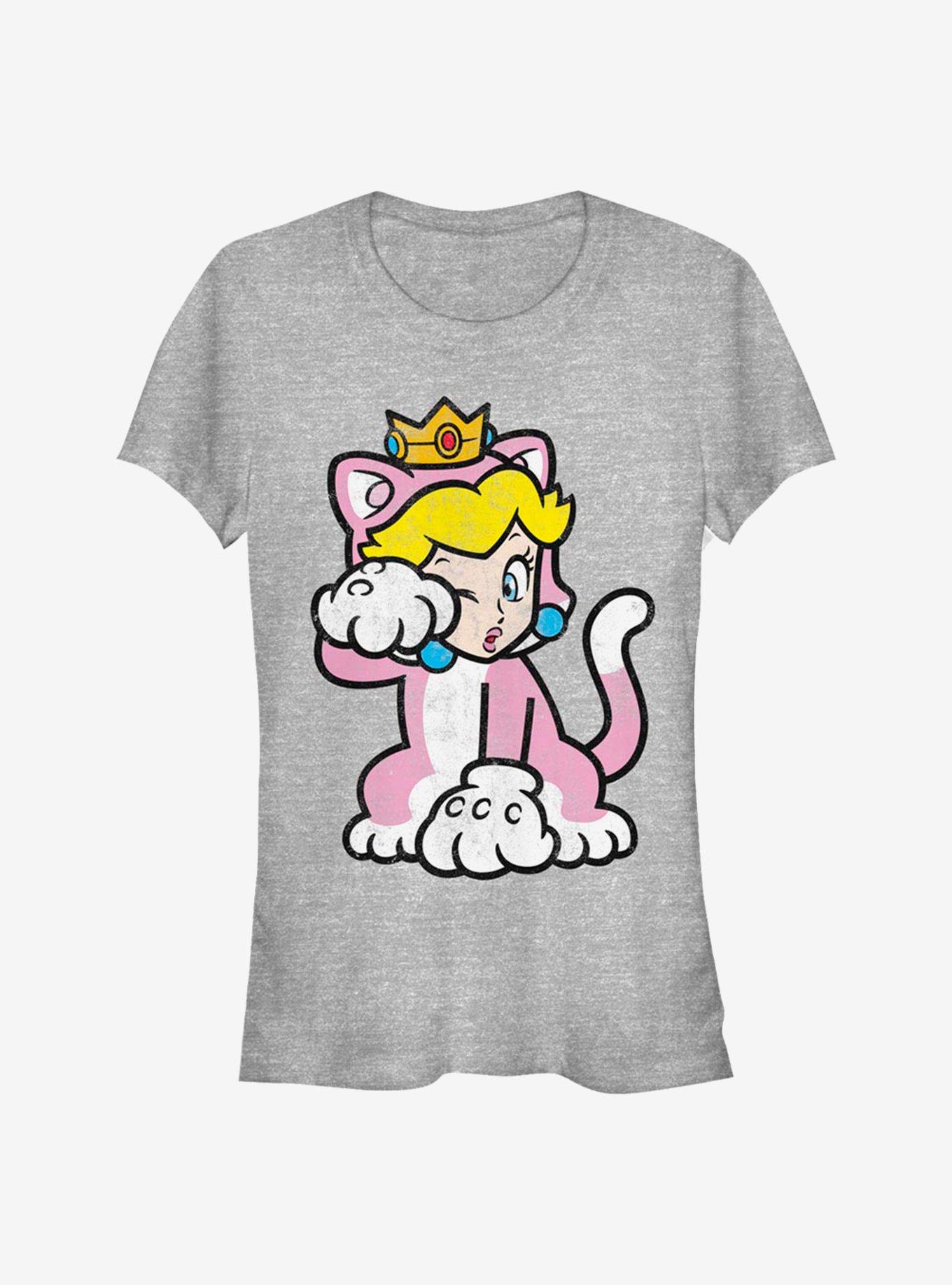 Super Mario Cat Peach Solo Girls T-Shirt, ATH HTR, hi-res