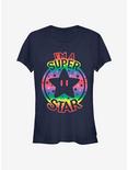 Super Mario Rainbow Super Star Girls T-Shirt, NAVY, hi-res
