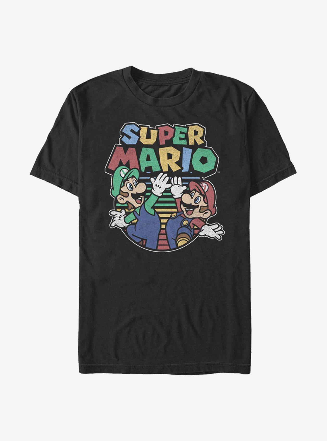 Super Mario And Luigi High Five Distress T-Shirt - BLACK | Hot Topic