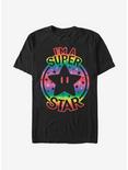 Super Mario Rainbow Super Star T-Shirt, BLACK, hi-res