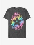 Super Mario Rainbow Super Star T-Shirt, CHAR HTR, hi-res