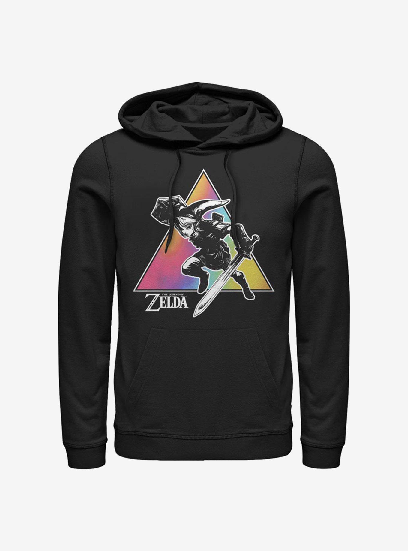 The Legend Of Zelda Tie Dye Link Silhouette Hoodie, BLACK, hi-res