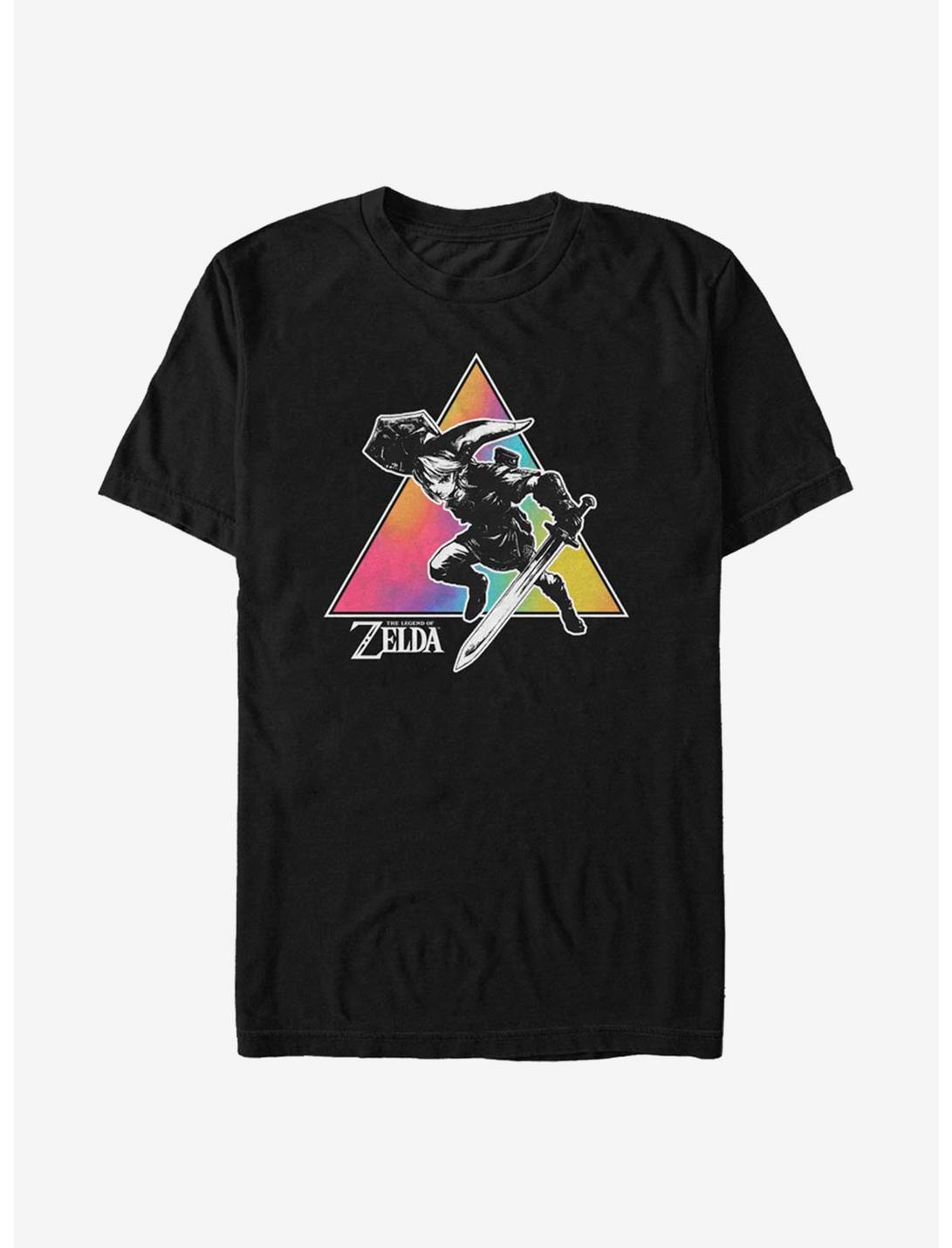 The Legend Of Zelda Tie Dye Link Silhouette T-Shirt, BLACK, hi-res