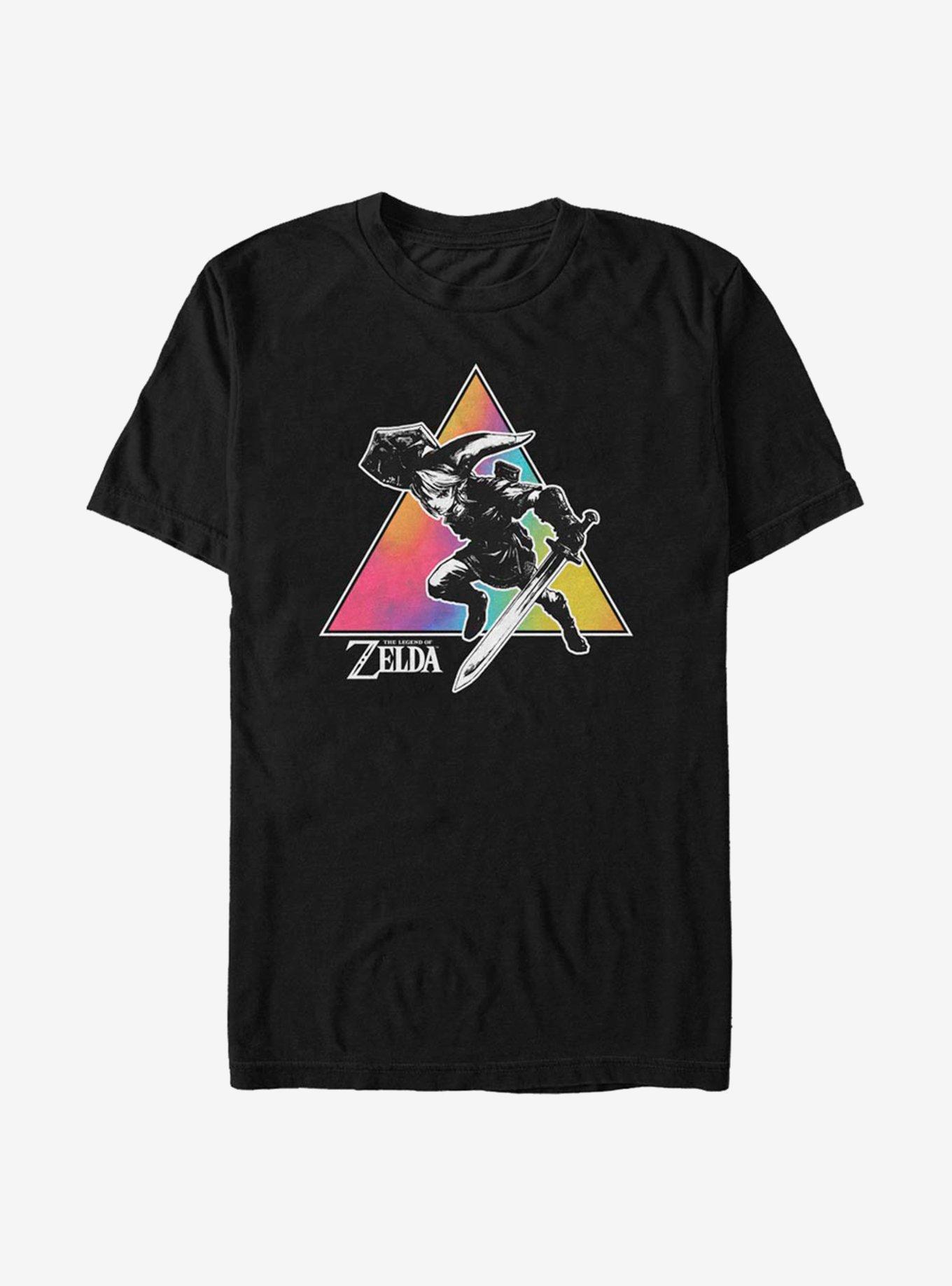 The Legend Of Zelda Tie Dye Link Silhouette T-Shirt, BLACK, hi-res