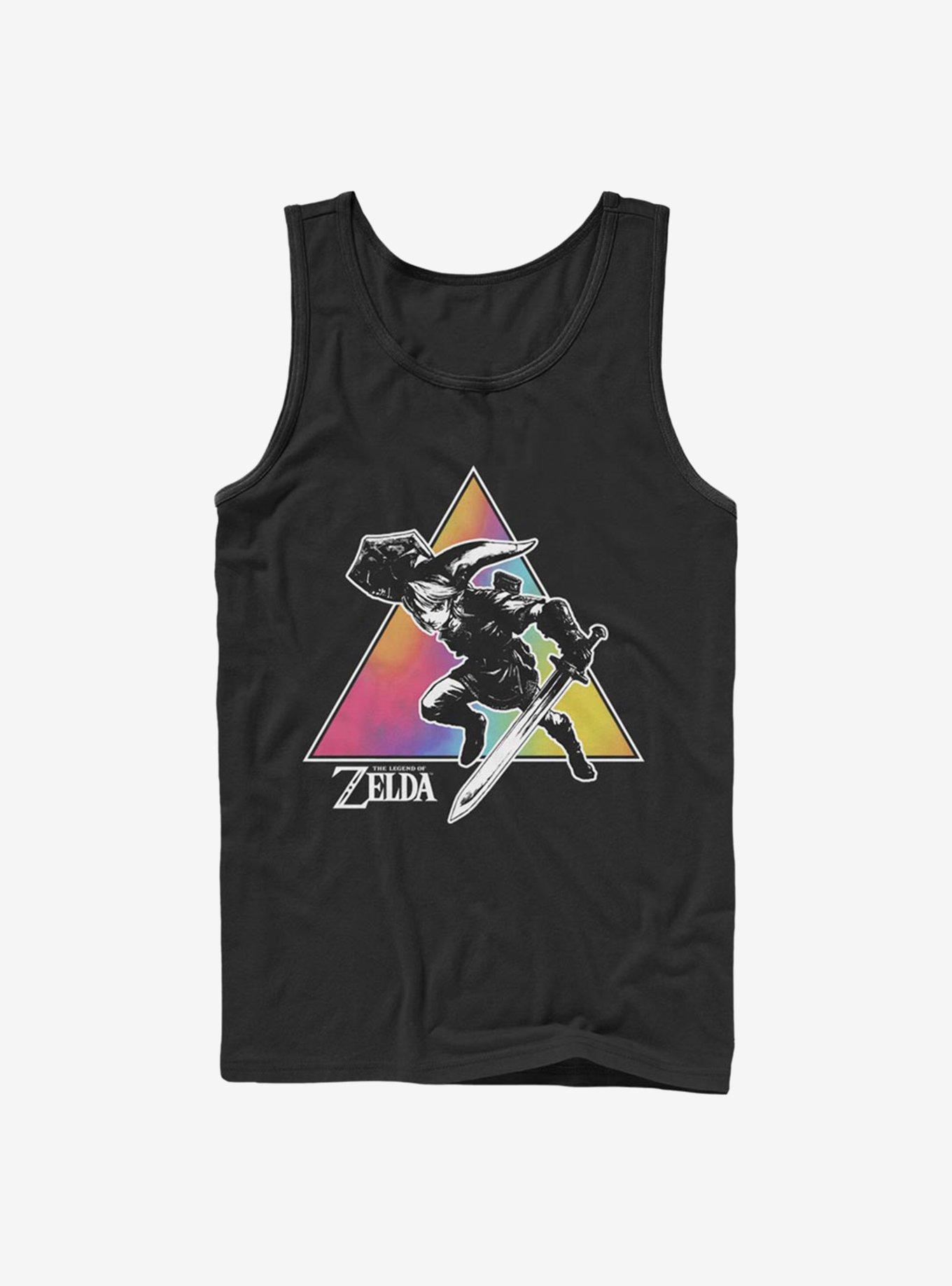 The Legend Of Zelda Tie Dye Link Silhouette Tank, BLACK, hi-res