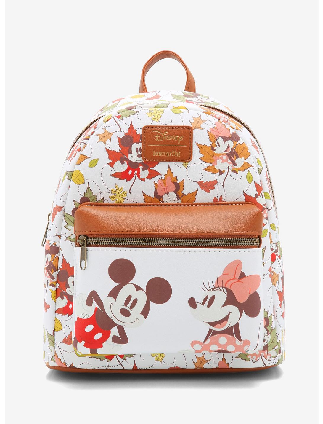 Loungefly Disney Mickey Mouse & Minnie Mouse Fall Leaves Mini Backpack, , hi-res