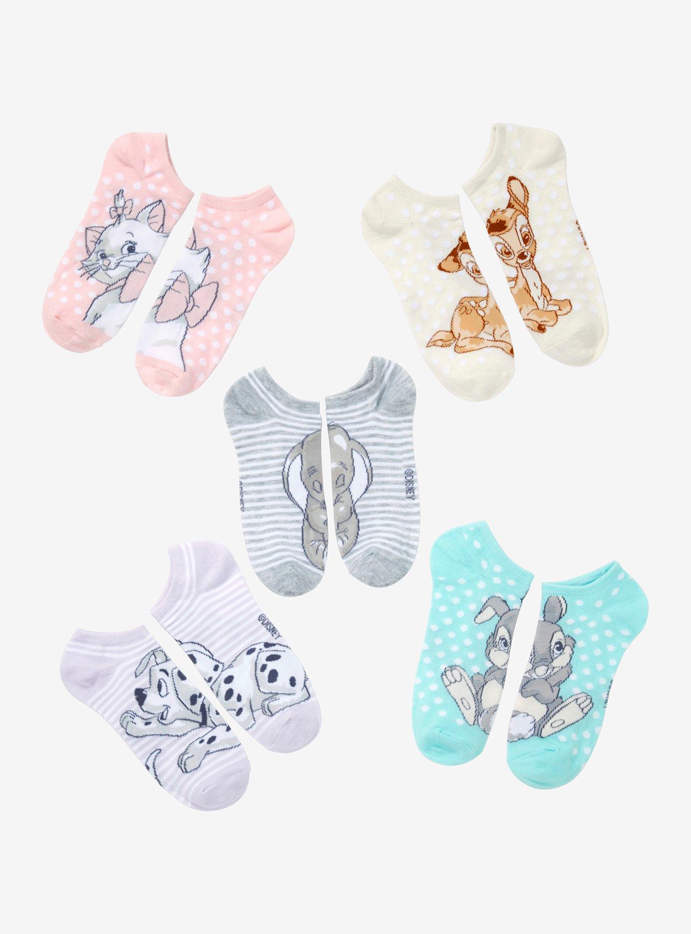 Disney Animals Pastel No-Show Socks 5 Pair, , hi-res