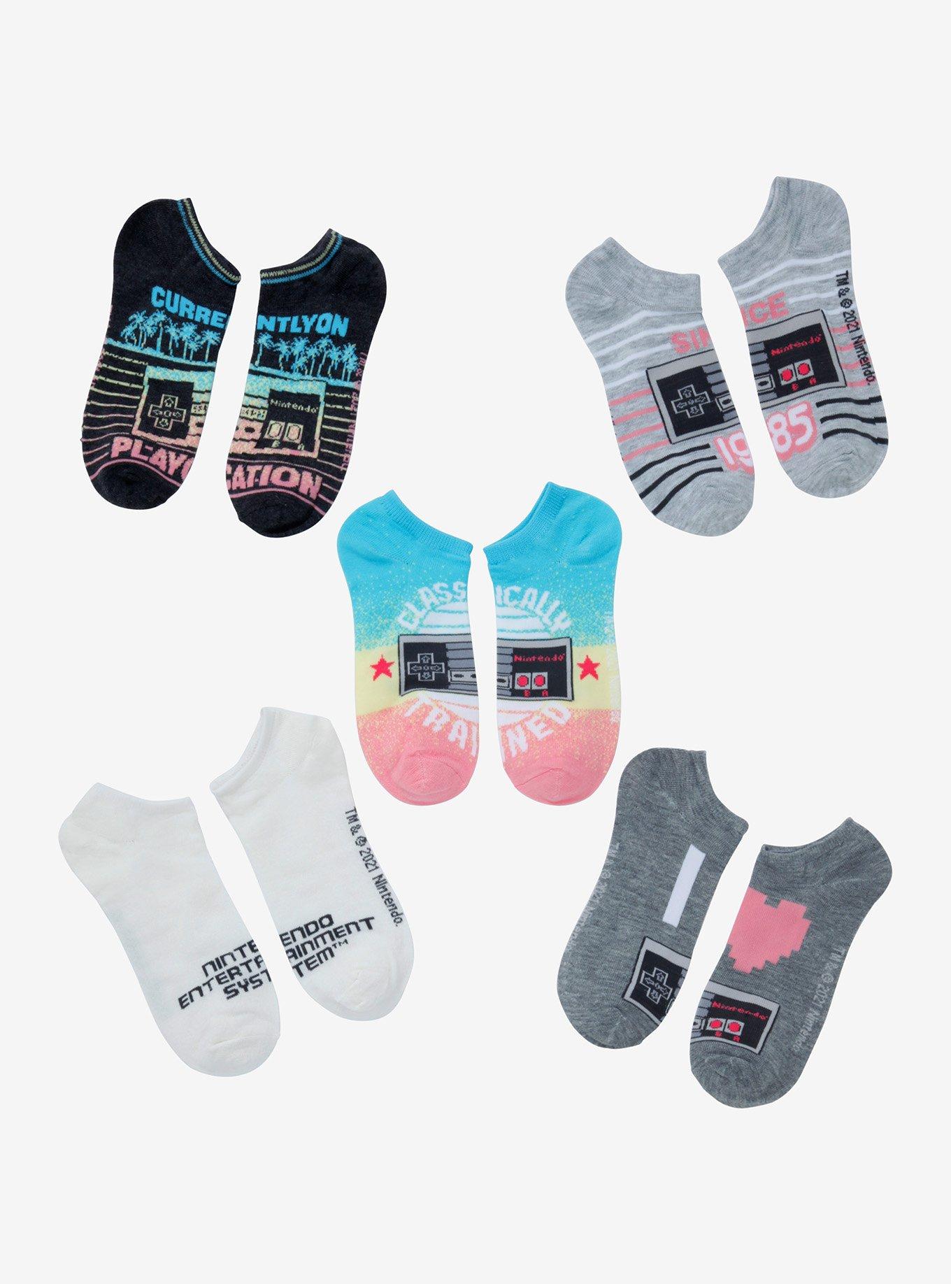 Nintendo Neon No-Show Socks 5 Pair, , hi-res
