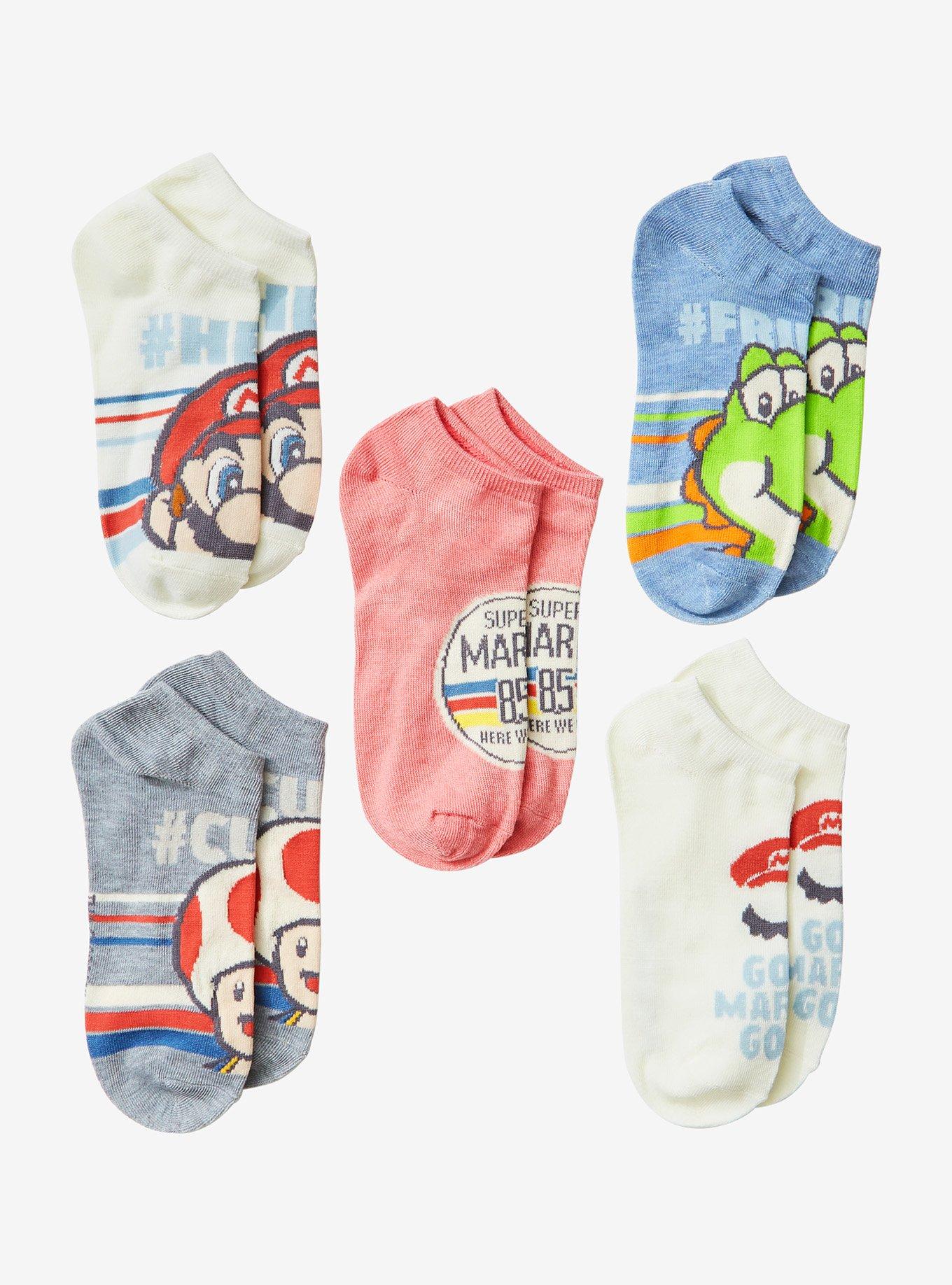 Super Mario Bros. Mario & Friends No-Show Socks 5 Pair, , hi-res