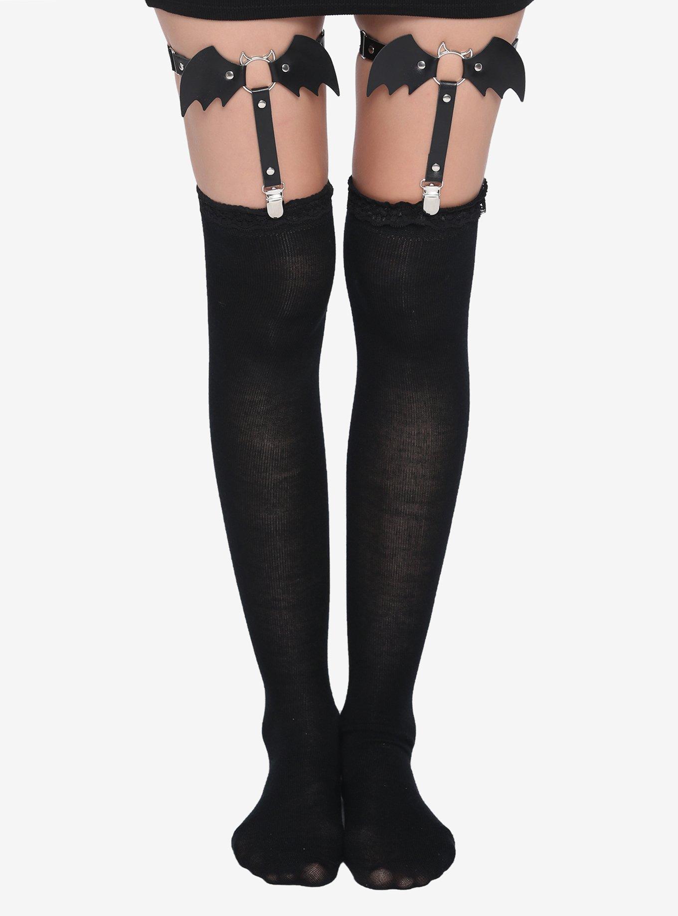 Black Bat Garter Set, , hi-res