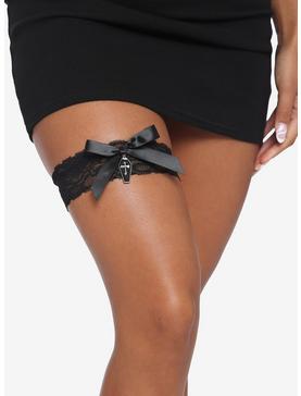 Black Lace Coffin Leg Garter, , hi-res