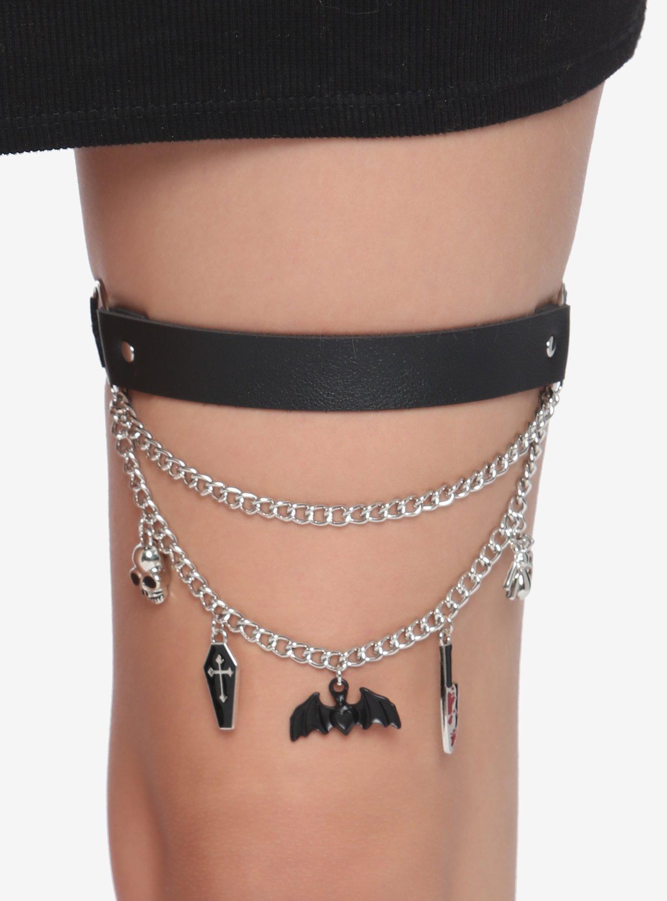 Bat Coffin Charm Garter Belt, , hi-res