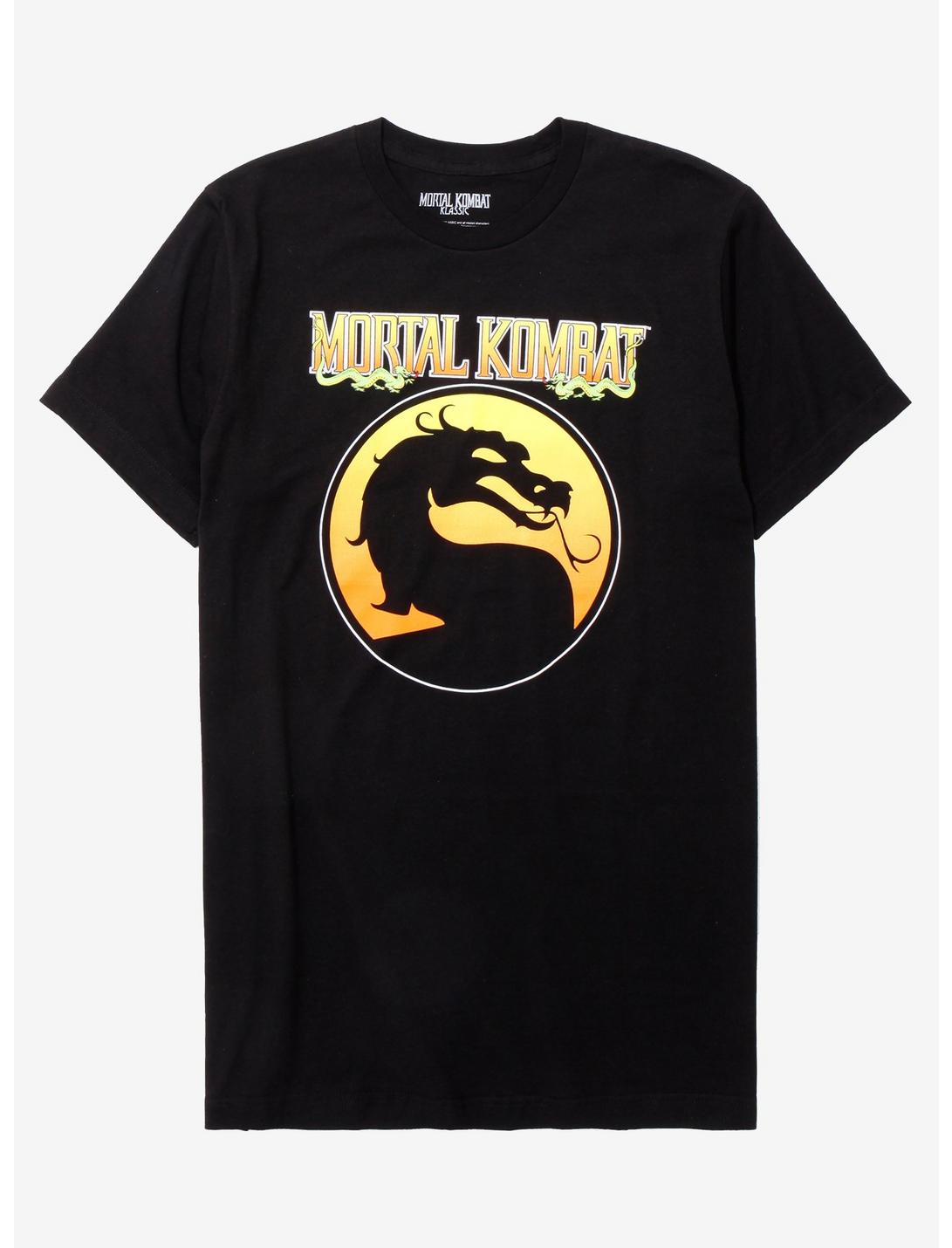 Mortal Kombat Vintage Dragon Logo T-Shirt - BoxLunch Exclusive, BLACK, hi-res