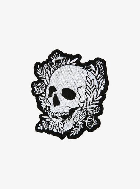 Floral Skull Black & White Patch | Hot Topic