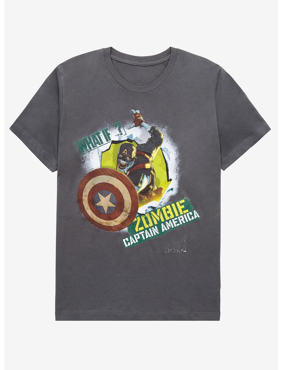 Marvel What If...? Zombie Captain America T-Shirt - BoxLunch Exclusive, CHARCOAL, hi-res