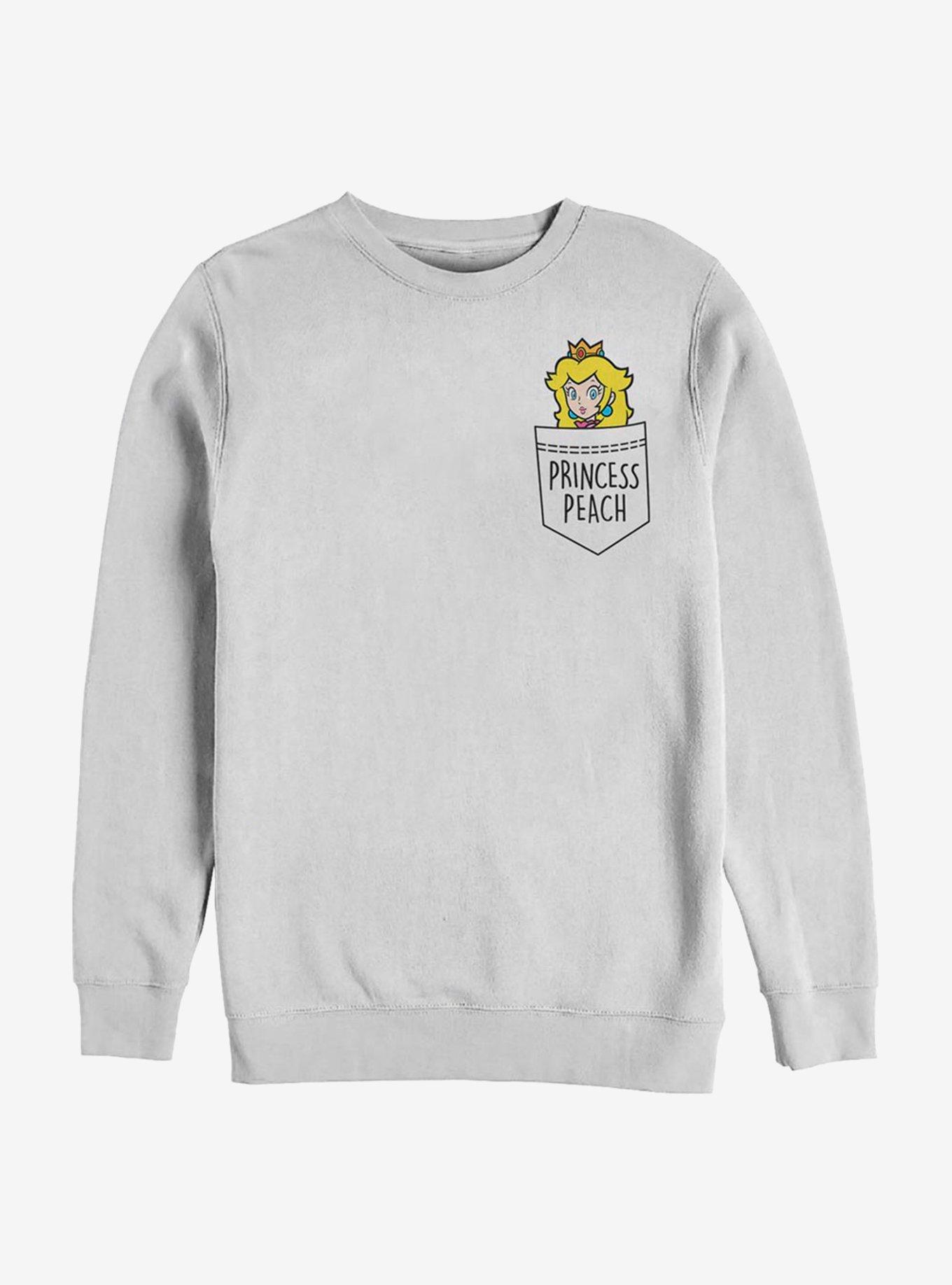 Nintendo Super Mario Faux Pocket Peach Sweatshirt, WHITE, hi-res