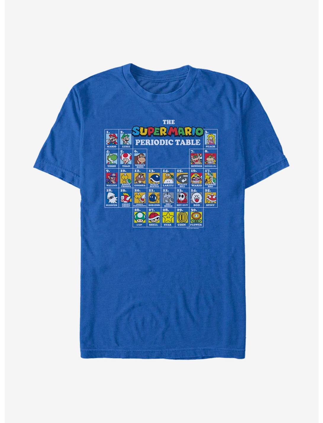 Nintendo Super Mario Periodic Mario Table T-Shirt, ROYAL, hi-res