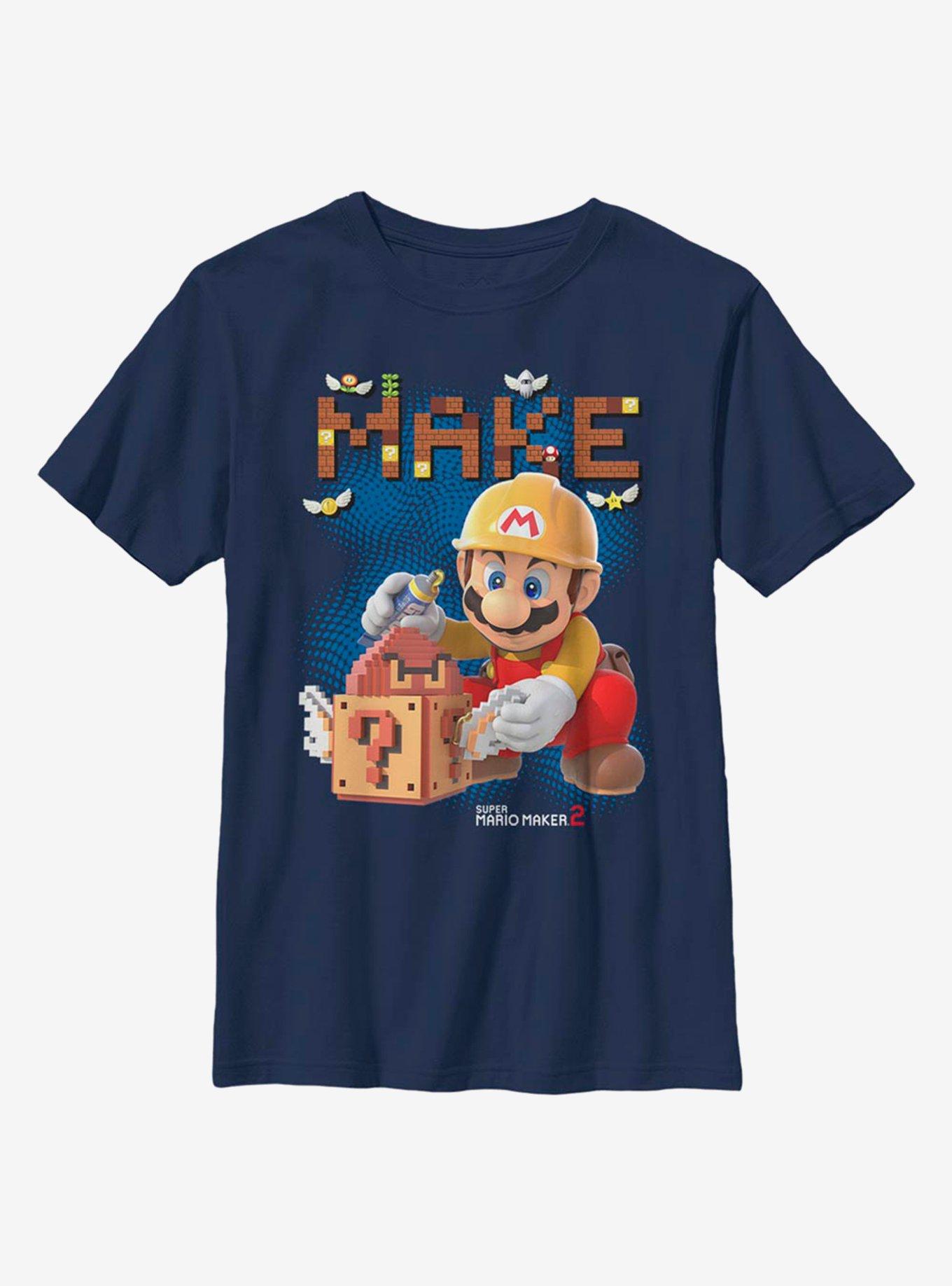 Nintendo Super Mario Create Imagination Youth T-Shirt, NAVY, hi-res