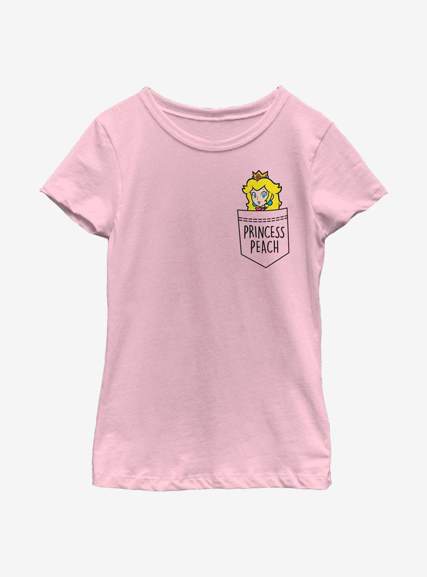 Nintendo Super Mario Faux Pocket Peach Youth Girls T-Shirt, , hi-res