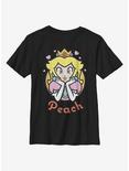 Nintendo Super Mario Peach Hearts Youth T-Shirt, BLACK, hi-res