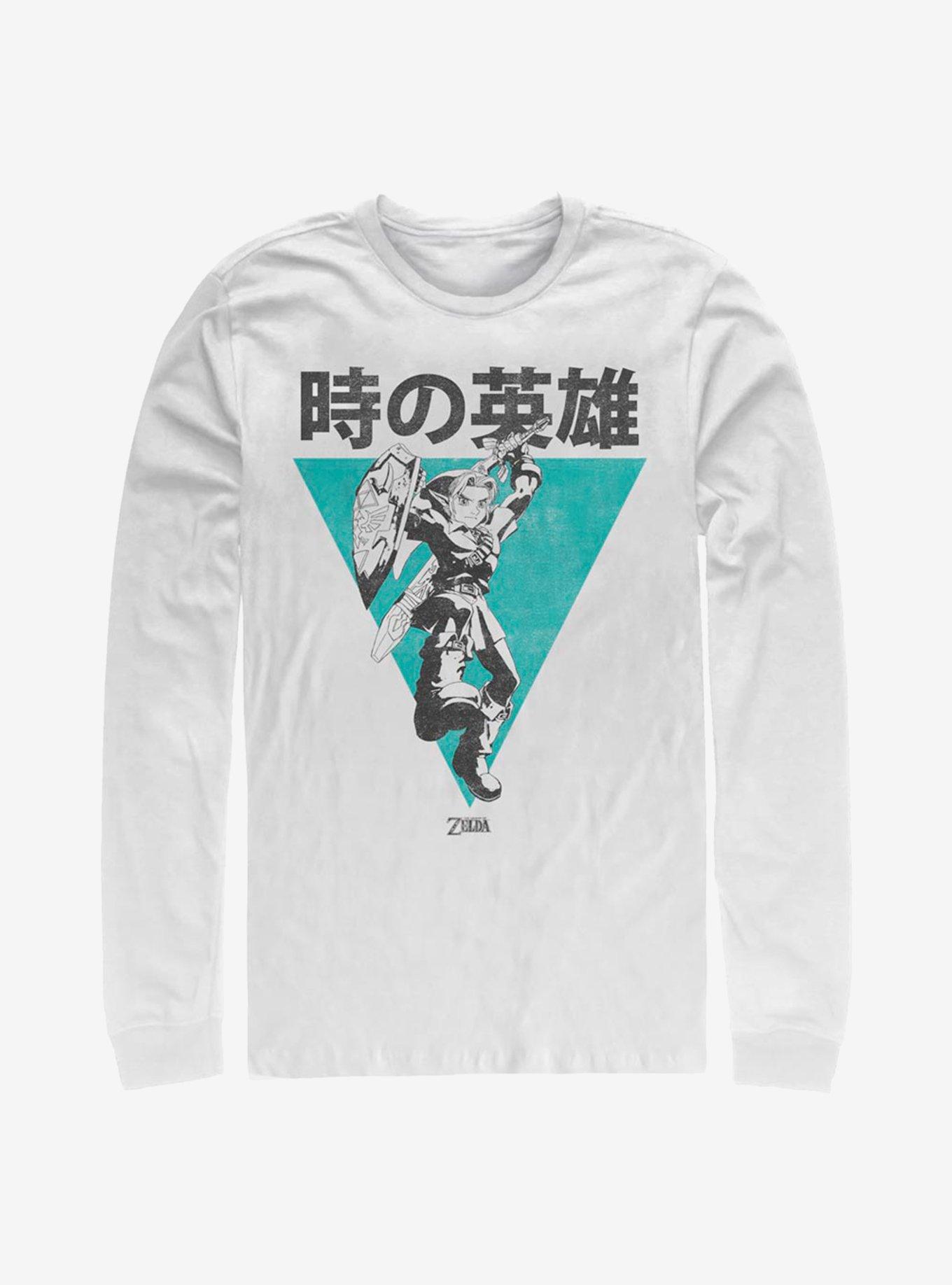 Nintendo The Legend Of Zelda Japanese Text Long-Sleeve T-Shirt, WHITE, hi-res