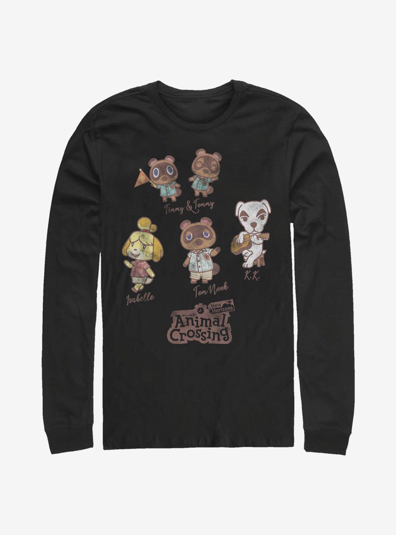 Nintendo Animal Crossing Character Textbook Long-Sleeve T-Shirt, BLACK, hi-res