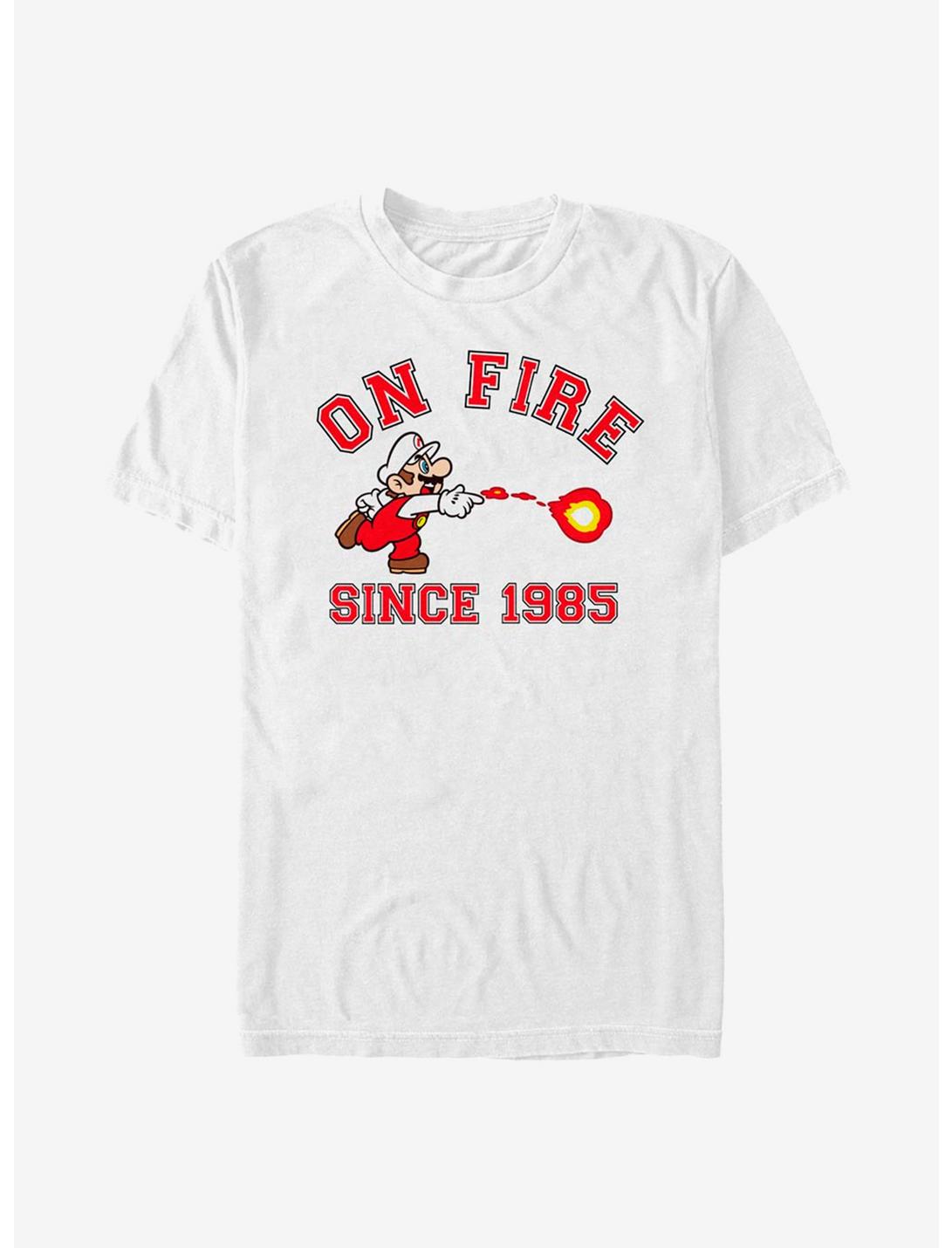 Nintendo Super Mario On Fire T-Shirt, WHITE, hi-res