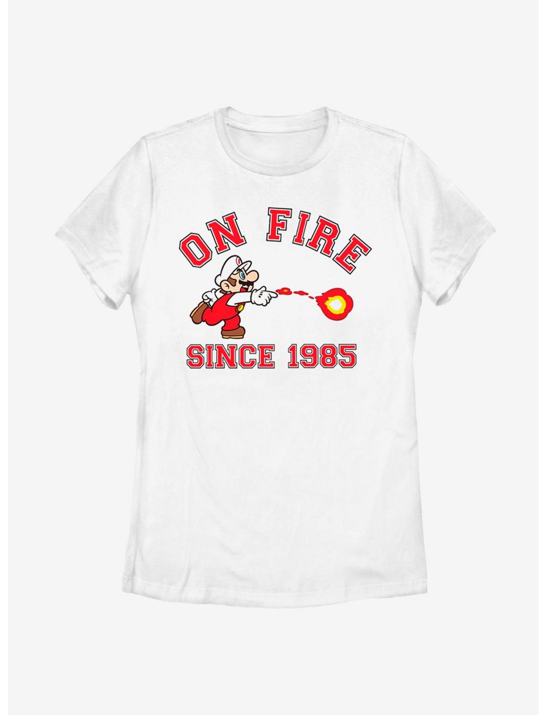 Nintendo Super Mario On Fire Womens T-Shirt, WHITE, hi-res