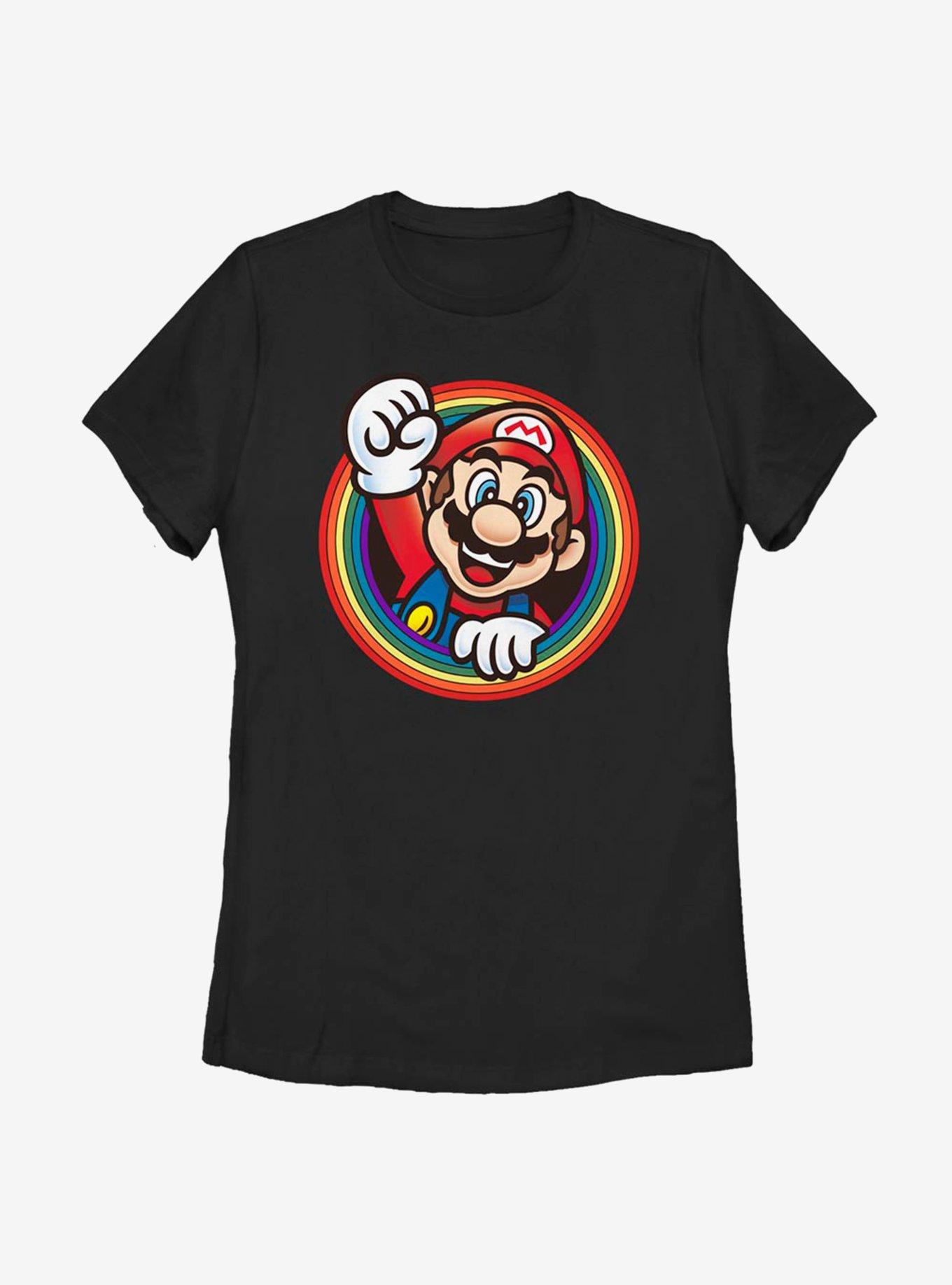 Nintendo Super Mario Rainbow Mario Womens T-Shirt, BLACK, hi-res