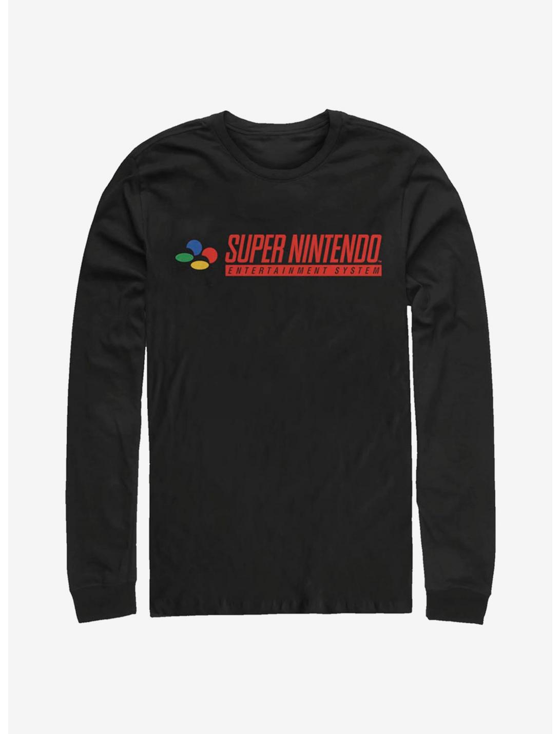 Nintendo SNES Logo Long-Sleeve T-Shirt, BLACK, hi-res