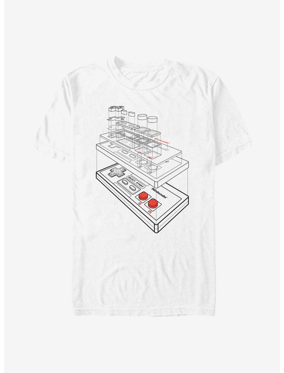 Nintendo Essential Controller Schematic T-Shirt, WHITE, hi-res