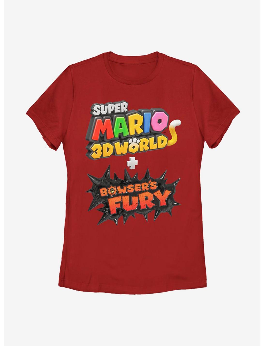 Nintendo Super Mario 3D Bowser's Fury Logo Womens T-Shirt, RED, hi-res