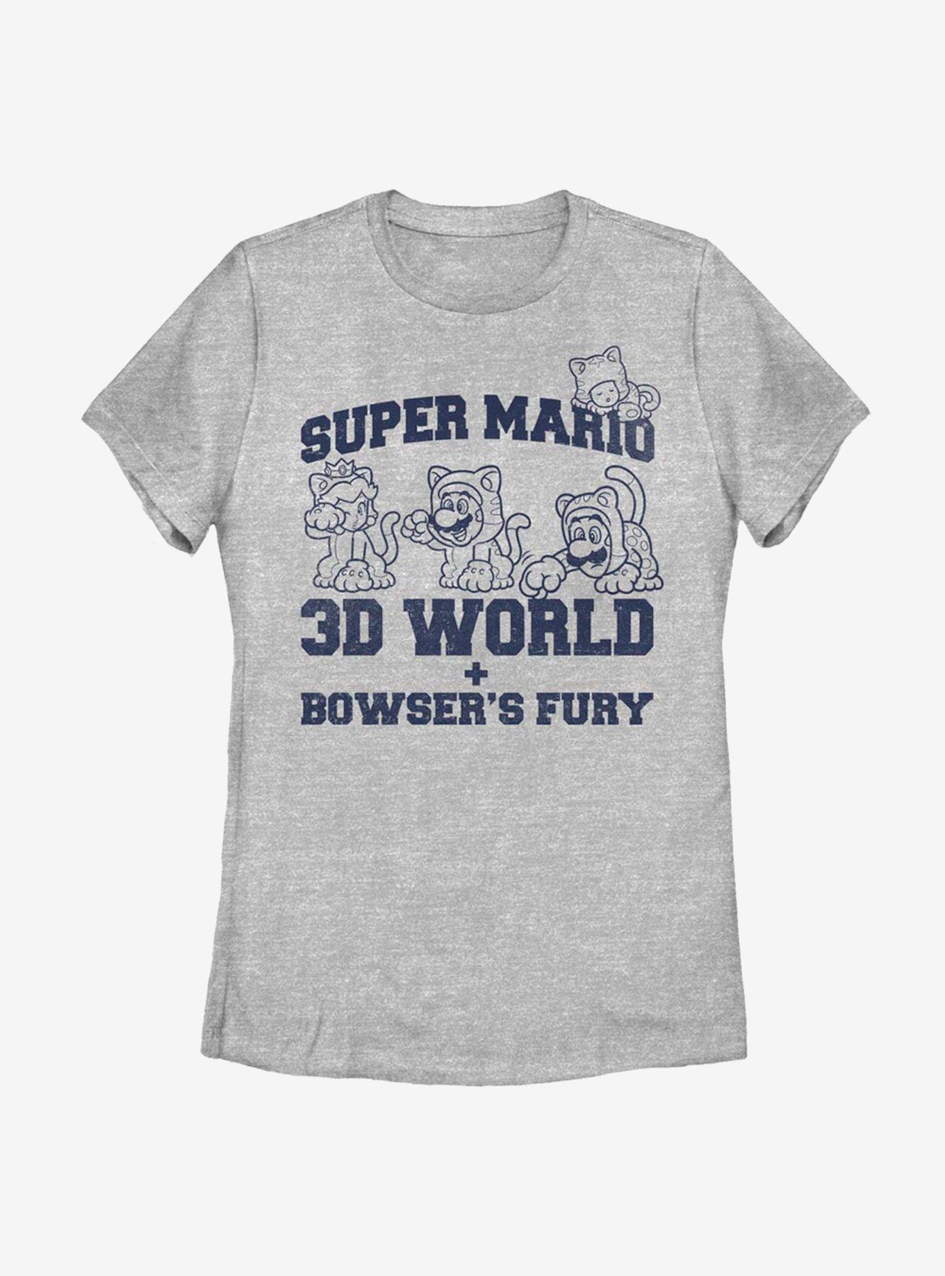 Nintendo Super Mario 3D World Collegiate Womens T-Shirt, ATH HTR, hi-res