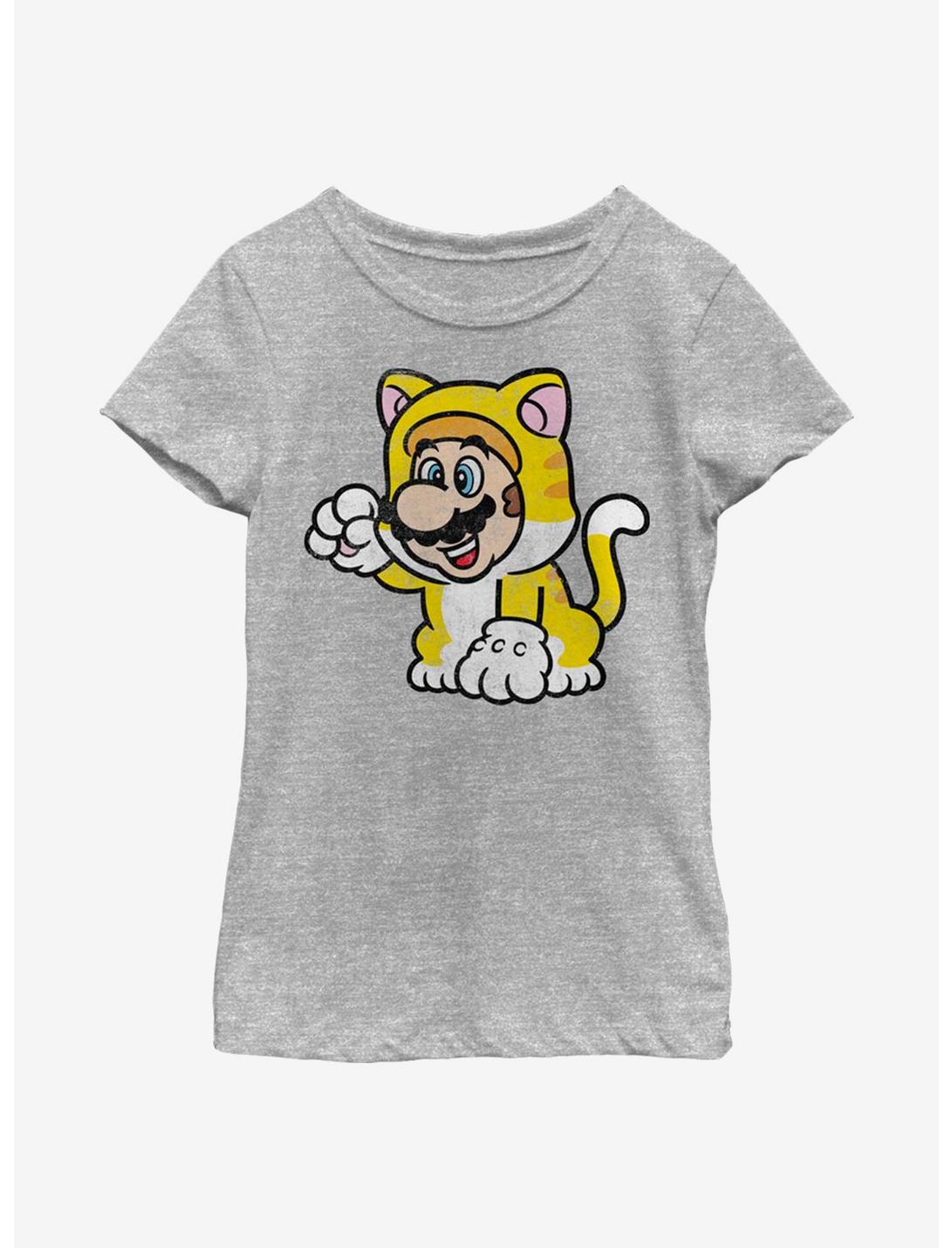 Nintendo Super Mario Cat Mario Solo Youth Girls T-Shirt, ATH HTR, hi-res