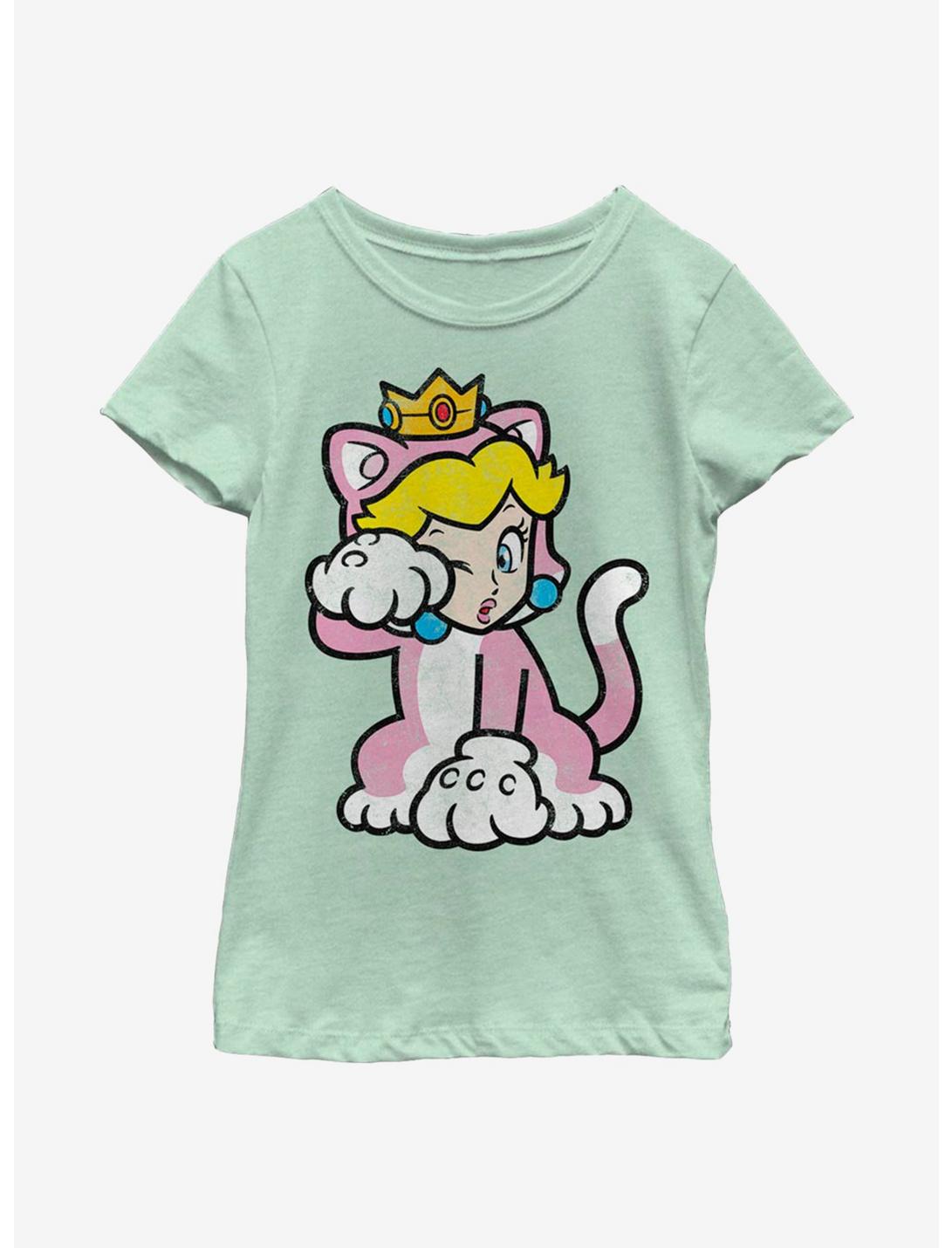 Nintendo Super Mario Cat Peach Solo Youth Girls T-Shirt, MINT, hi-res