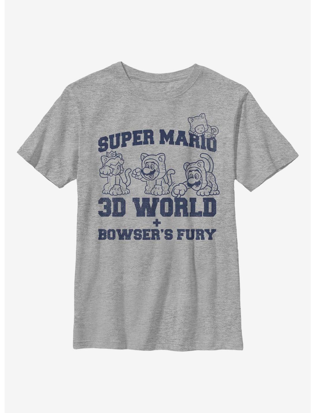 Nintendo Super Mario 3D World Collegiate Youth T-Shirt, ATH HTR, hi-res