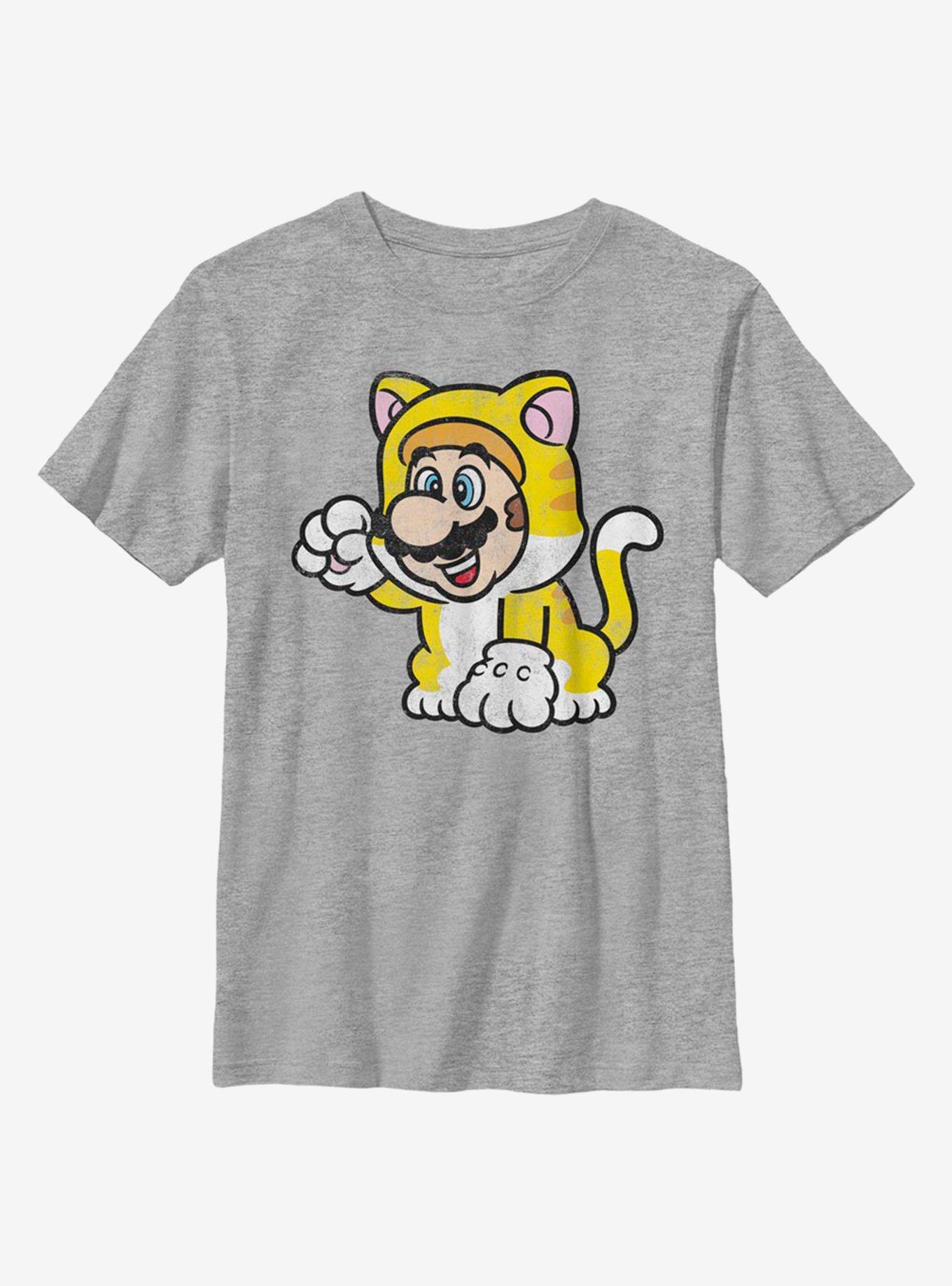 Nintendo Super Mario Cat Mario Solo Youth T-Shirt, ATH HTR, hi-res
