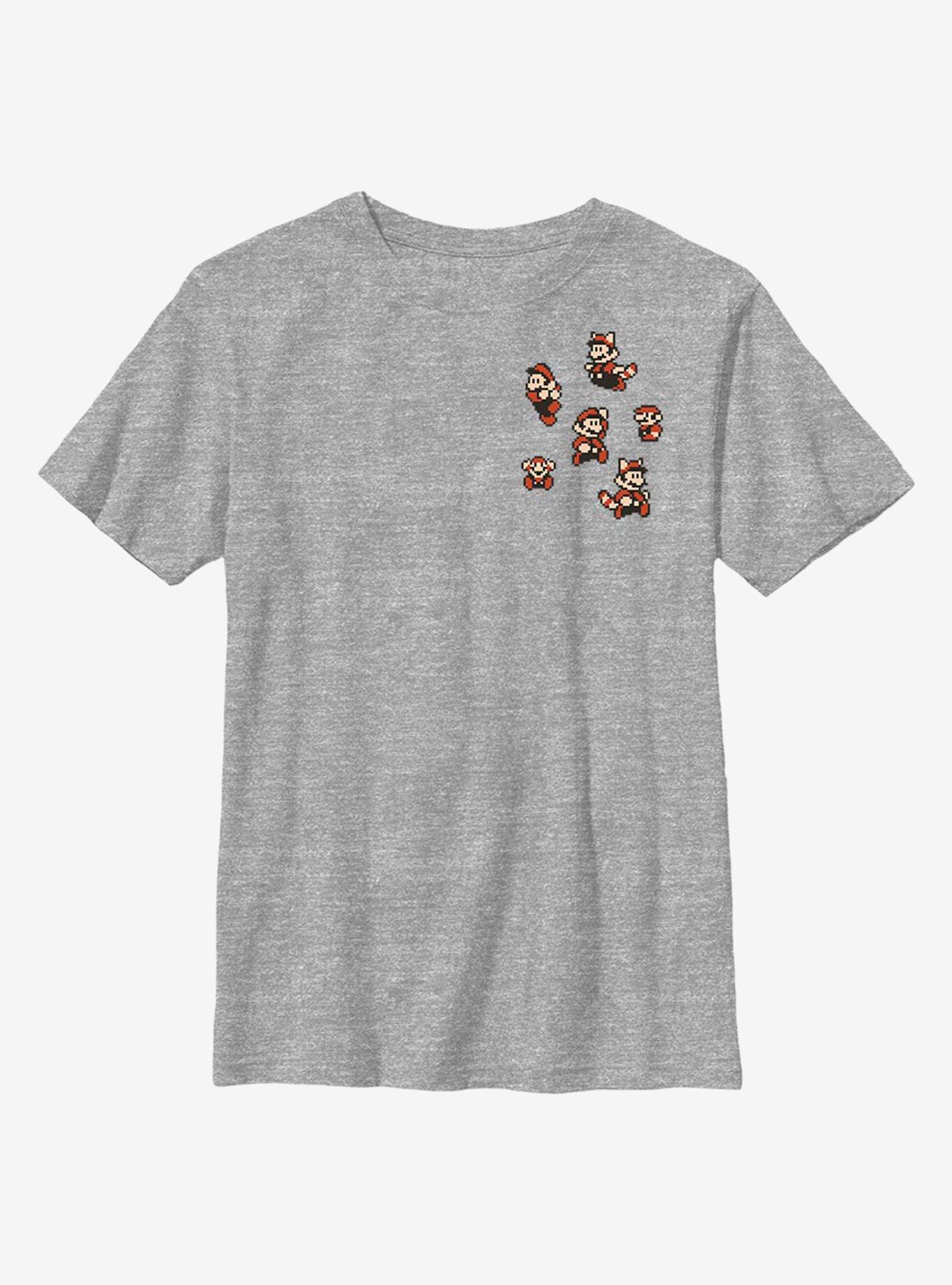 Nintendo Super Mario Lots Of Knit Pixel Bros Youth T-Shirt, ATH HTR, hi-res