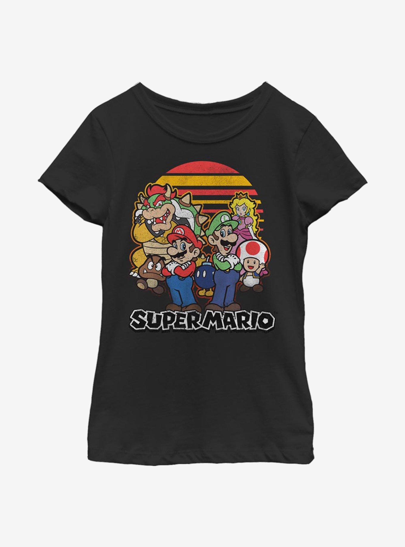 Nintendo Super Mario Group Youth Girls T-Shirt, BLACK, hi-res