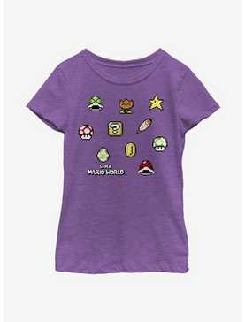 Nintendo Super Mario Maker Items Scatter Youth Girls T-Shirt, , hi-res