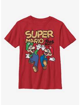 Nintendo Super Mario Super Lined Bros Youth T-Shirt - RED | BoxLunch