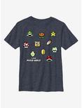 Nintendo Super Mario Maker Items Scatter Youth T-Shirt, NAVY HTR, hi-res