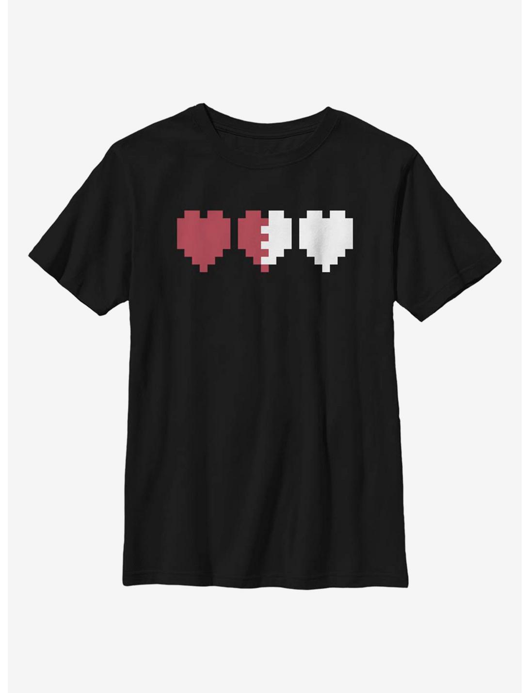 Nintendo The Legend Of Zelda Half Life Hearts Youth T-Shirt, BLACK, hi-res