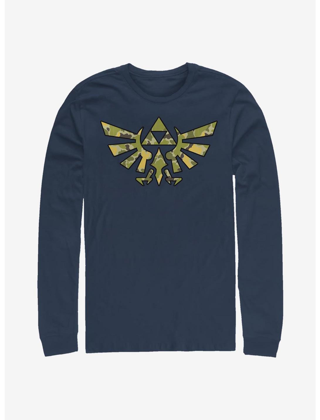 Nintendo The Legend Of Zelda Camo Crest Long-Sleeve T-Shirt, NAVY, hi-res